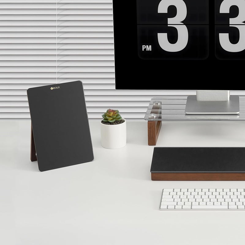 YEOUX Desktop Black Glass Dry Erase Whiteboard with Reversible Wood Stand, Small Portable White Board Easel for Desk, Reusable Desk Notepad 9.5"x6.7" for Office, Home, School, Marker&Eraser Included, - Image 5